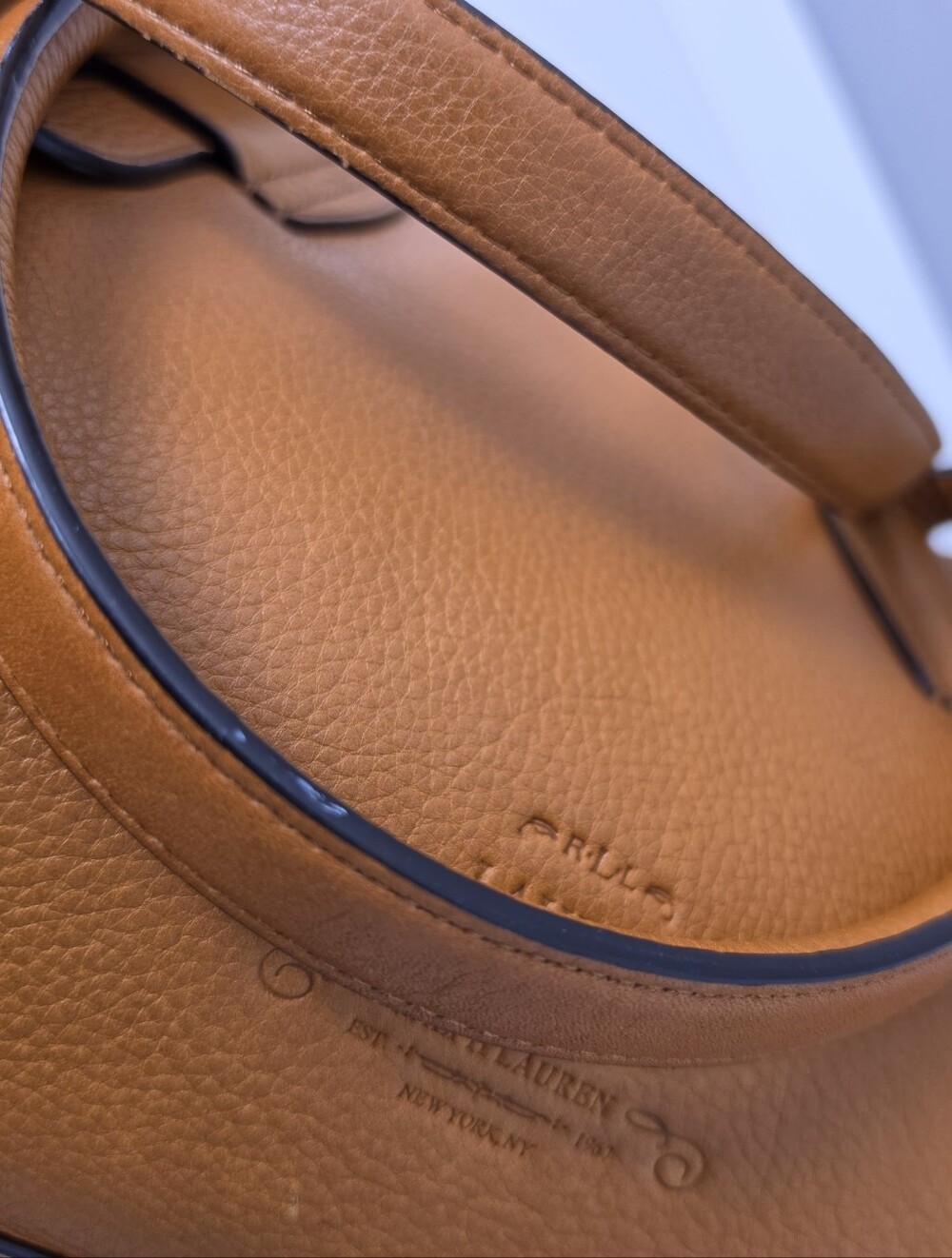 Ralph Lauren Leather Heritage Logo Cognac Tote Satchel Bag - Picture 14 of 16